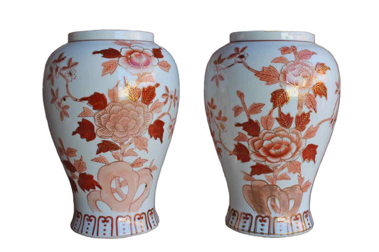 Andrea by Sadek (Japan) Urn-Shaped Porcelain Lamp Bases or Vases, A Pair
