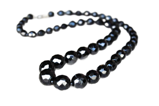 Black Faceted Glass Bead French Jet Necklace