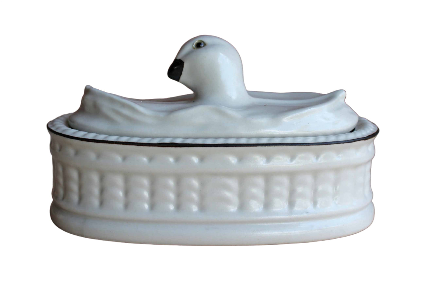 Mancioli (Italy) Porcelain Box with Bird-Shaped Lid