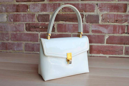 Koret (New York, USA) Korettalak Shiny White Handbag with Gold Tone Detailing