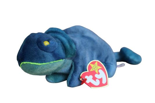 Ty Inc. (Illinois, USA) 1997 Rainbow the Blue Tie-Dye Chameleon Beanie Baby