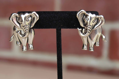 Avon Silver Tone Elephant Pierced Earrings