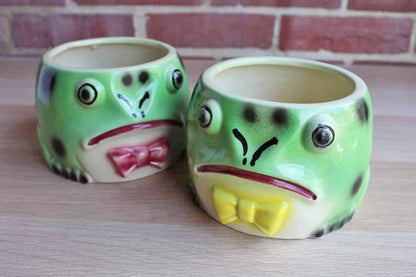 Ungemach Pottery Company (Ohio, USA) Frog Planters, A Pair