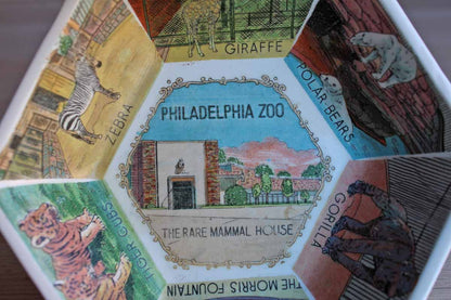 Philadelphia Zoo Souvenir Dish Decorated with Zoo Animal Scenes