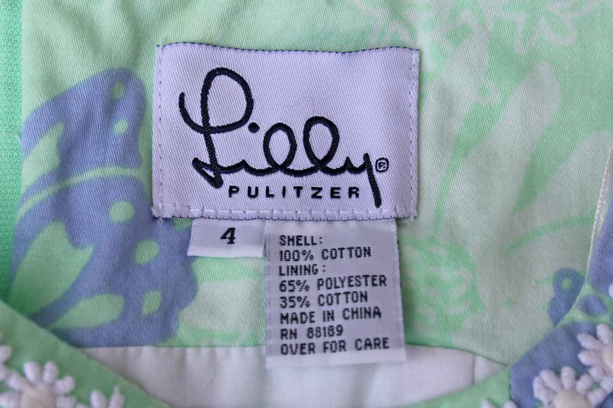 Lilly Pulitzer (USA) Long Cotton Sleeveless Dress with Purple Butterflies and White Flowers