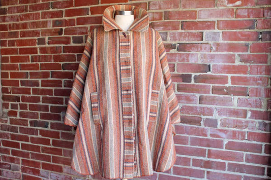 A. Dworkin (Pennsylvania, USA) Swingy Striped Wool Cape with Large Collar