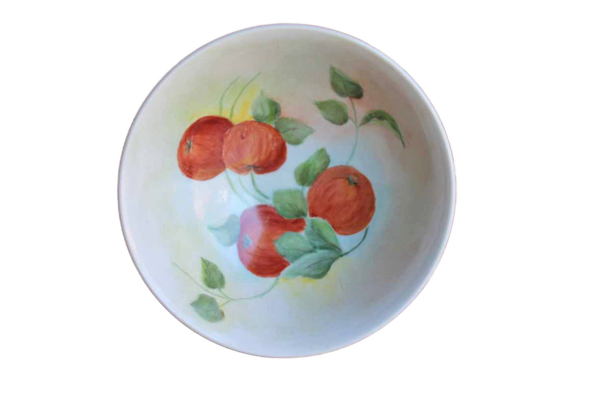 Porcelain Bowl with Hand Painted Fruit