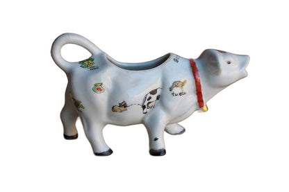 Ceramic Cow Creamer with Sweet Handpainted Images
