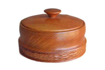 Simple Wood Round Lidded Box with Textured Base