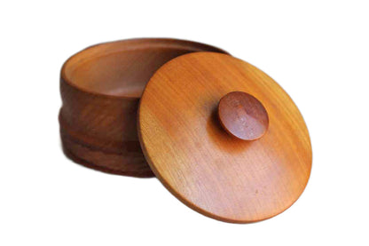 Simple Wood Round Lidded Box with Textured Base
