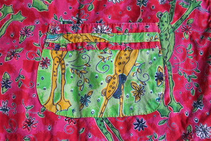 Beetlejuice Brand Apron Dress Decorated with Leap Frogs and Flowers, Childrens Size 2/3