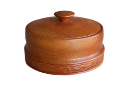 Simple Wood Round Lidded Box with Textured Base