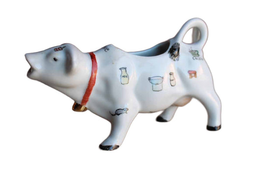 Ceramic Cow Creamer with Sweet Handpainted Images