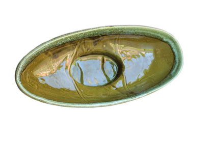 Large Oblong Olive Green Footed Planter