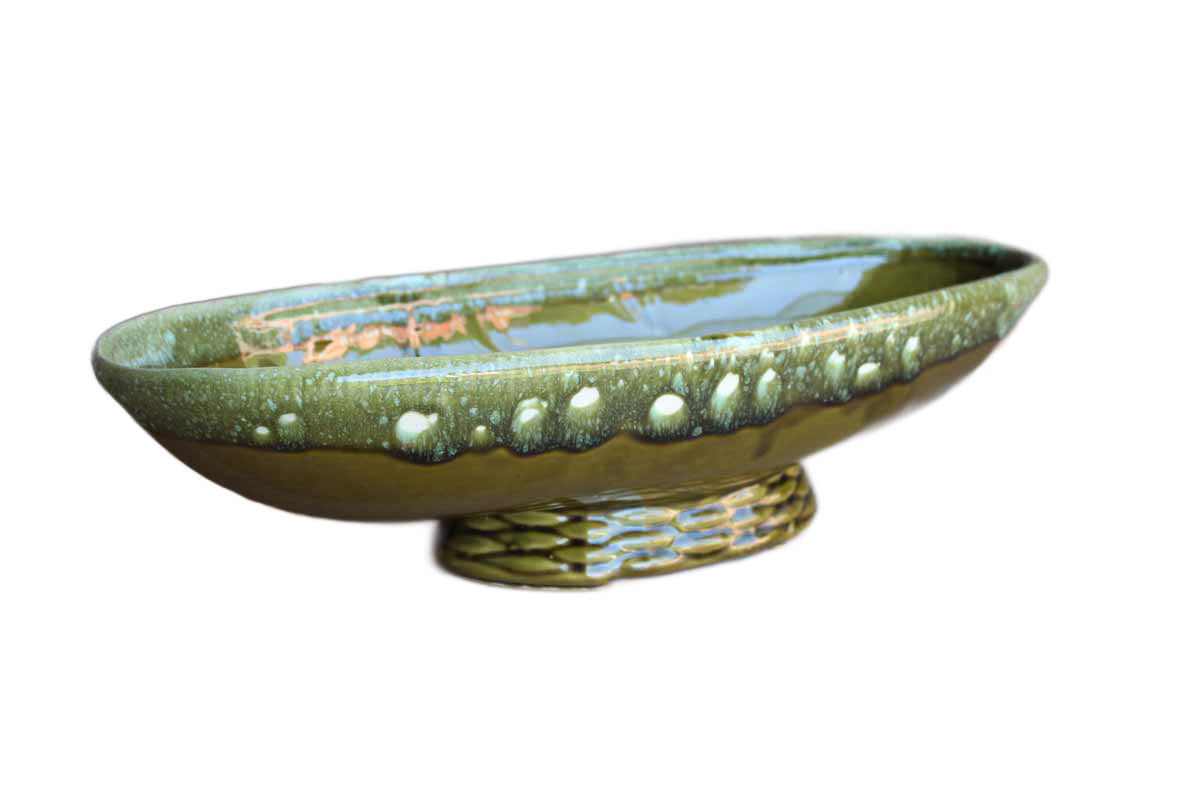 Large Oblong Olive Green Footed Planter