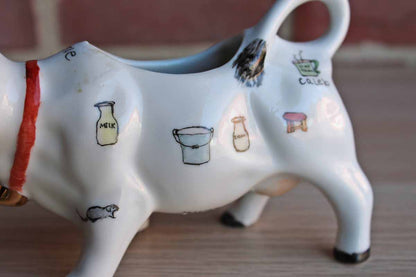 Ceramic Cow Creamer with Sweet Handpainted Images