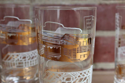 Highball Glasses with House Construction Images