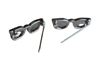 Cat Eye Glasses with Silver Rhinestones Scatter Pins, A Pair