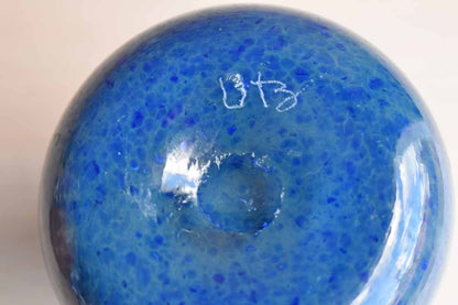 Little Hand Blown Blue Art Glass Vase