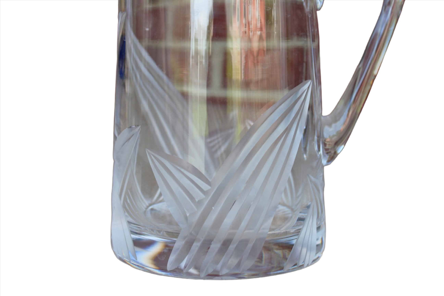 Small Glass Pitcher with Etched Leaves