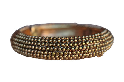Trifari (USA) Gold Tone Heavy Bead Textured Bracelet with Magnetic Clasp