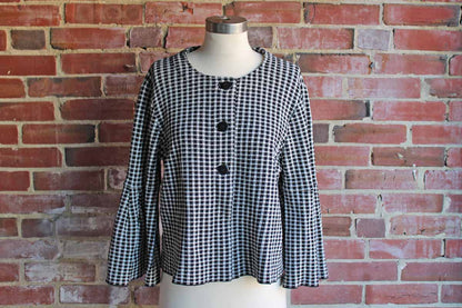 Jones New York Black and White Checkered Woman's Jacket, Size Medium