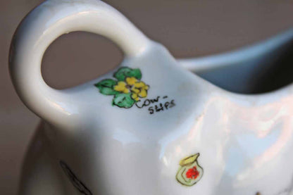 Ceramic Cow Creamer with Sweet Handpainted Images