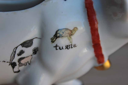 Ceramic Cow Creamer with Sweet Handpainted Images