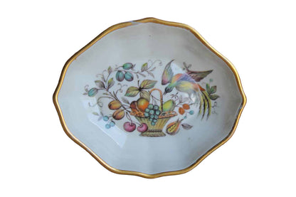 Limoges (France) Small Porcelain Dish with Bird and Basket of Fruit