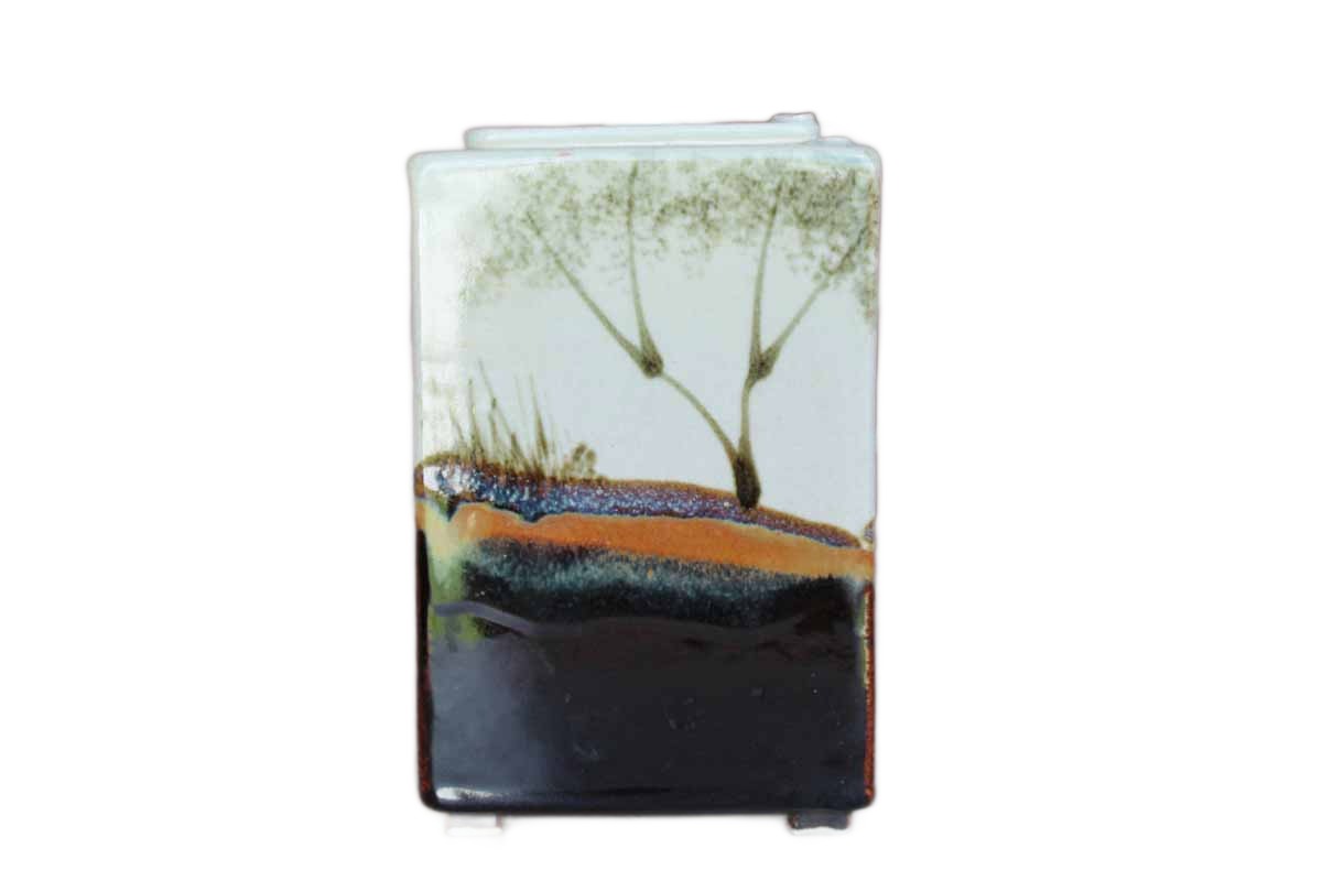 All-Purpose Stoneware Storage Container with Landscape Decoration