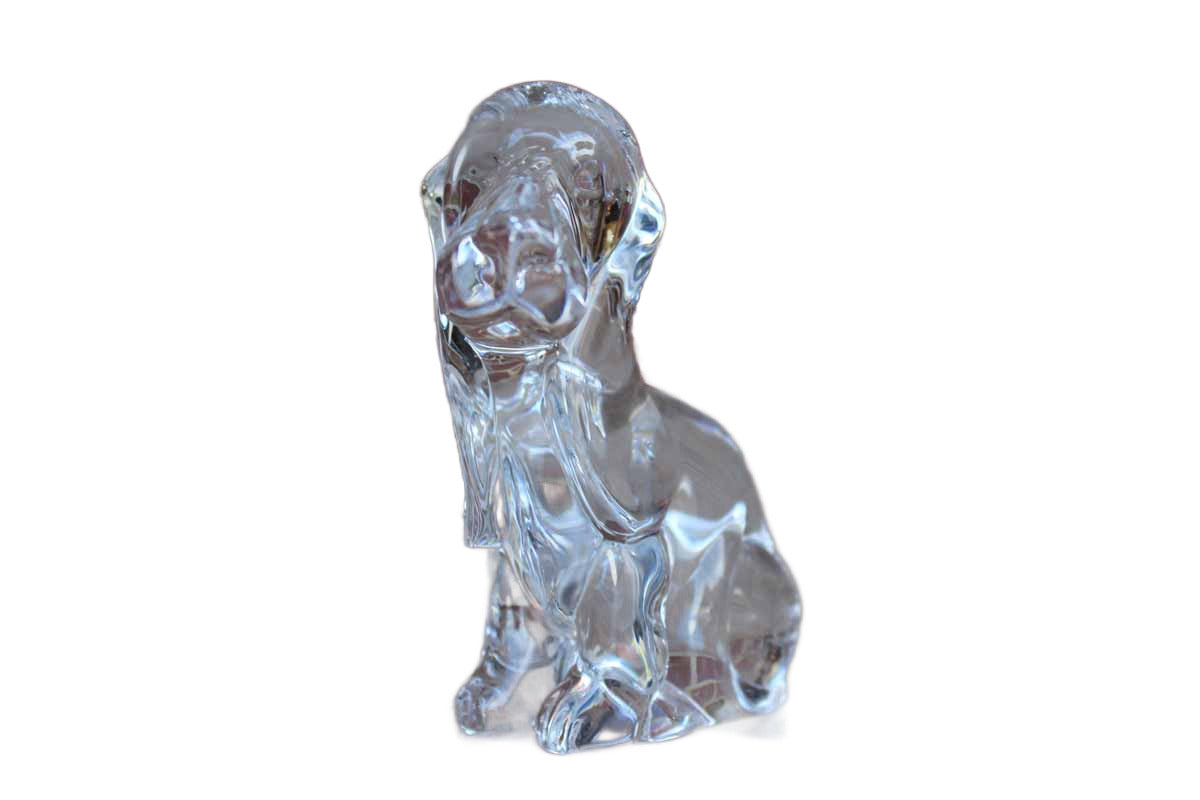 Daum (France) Clear Glass Hound Dog Figurine