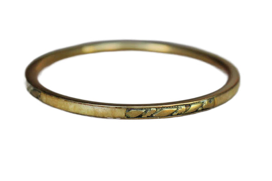 Brass Bangle Bracelet with Stone Inlay