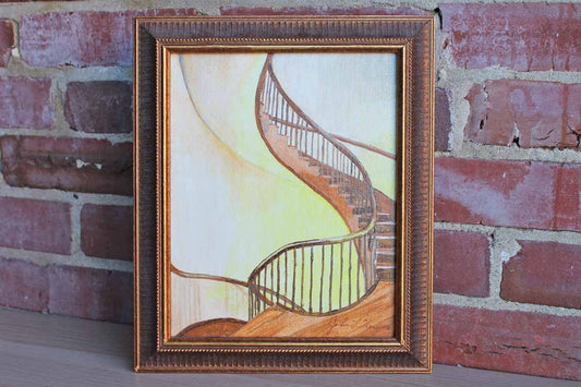 Acrylic Painting of a Winding Staircase by John L. Hausner