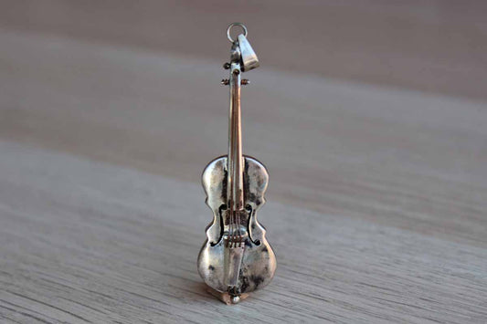 Silver Violin Charm with Little Metal Strings