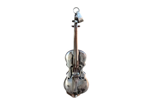 Silver Violin Charm with Little Metal Strings