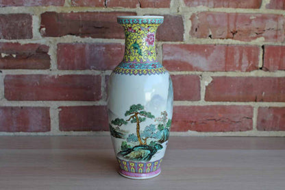 Porcelain Vase with Seascape, Mountain, and Boat Designs