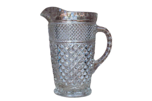 Anchor Hocking (Ohio, USA) Wexford Diamond Point Clear Glass Handled Pitcher