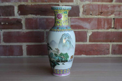 Porcelain Vase with Seascape, Mountain, and Boat Designs