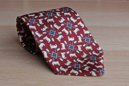 Lord & Taylor 100% Silk Necktie Decorated with White Terriers