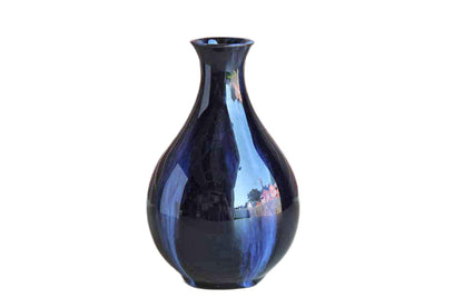 Huronia Pottery (Canada) Blue Flame Glaze Pear-Shaped Bud Vase
