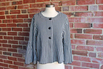 Jones New York Black and White Checkered Woman's Jacket, Size Medium