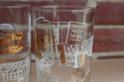 Highball Glasses with House Construction Images
