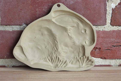 Brown Bag Cookie Art (New Hampshire, USA) Stoneware Cookie Mold of a Rabbit Perched in Grass