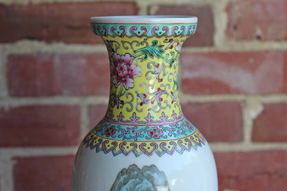 Porcelain Vase with Seascape, Mountain, and Boat Designs