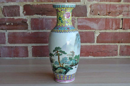 Porcelain Vase with Seascape, Mountain, and Boat Designs