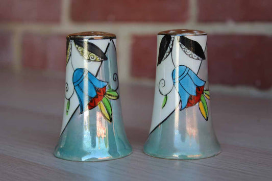 Hand Painted Floral Lusterware Salt and Pepper Set, Made in Japan