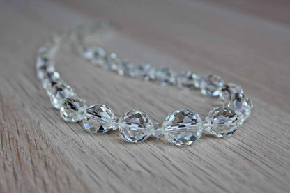 Faceted Crystal Bead Graduated Choker Necklace