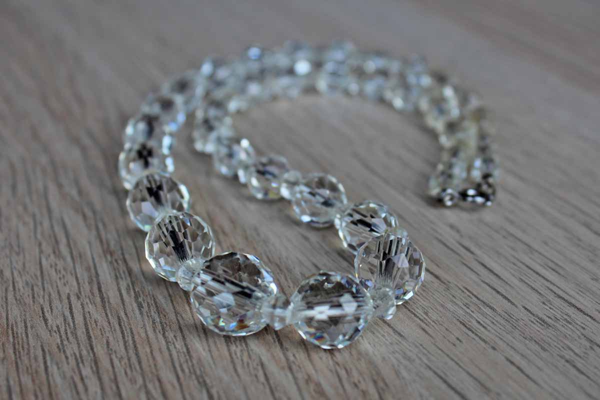 Faceted Crystal Bead Graduated Choker Necklace