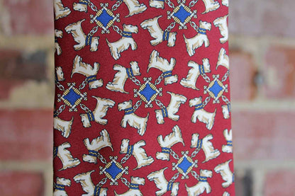 Lord & Taylor 100% Silk Necktie Decorated with White Terriers