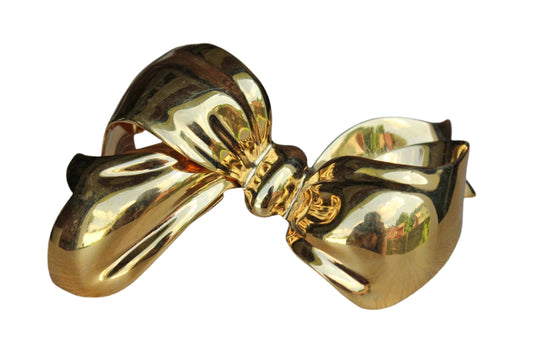 Monet (New York, USA) Large Shiny Gold Tone Bow Brooch